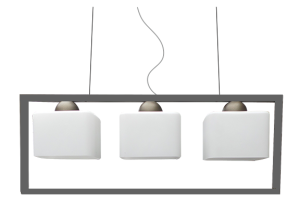 Lampa wisząca w prostokątnej ramce ze szklanymi kloszami Simply  S1 3