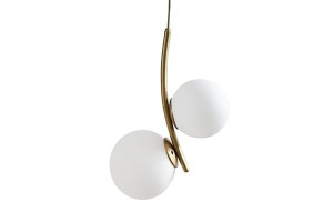 Lampa wisząca klosze szklane kule LUMIO LU 2 na 2 żarówki złota