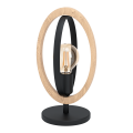 Lampa stołowa nocna  czarny metal  z drewnem  Basildon 43464