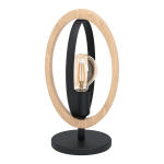 Lampa stołowa nocna  czarny metal  z drewnem  Basildon 43464