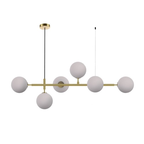 Alisa 6 żar. złota  lampa  wisząca białe kulki LP-005/6P WH Light Prestige