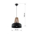 Casco SL.0390  lampa wisząca czarna/naturalne drewno  Sollux lighting