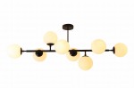 Lampa wisząca czarna ze szklanymi kloszami w kształcie kuli  Dorado 8 żarówek LP-002/8P BK