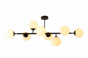 Lampa wisząca czarna ze szklanymi kloszami w kształcie kuli  Dorado 8 żarówek LP-002/8P BK