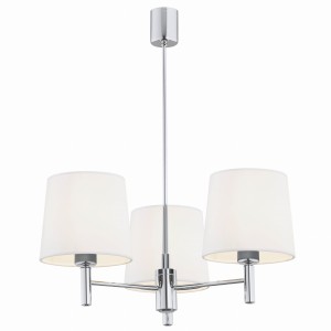 Lampa wisząca żyrandol chrom 3żar. Bolzano  6114 biały abażur