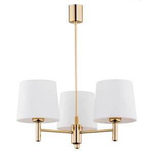 ARGON Lampa wisząca żyrandol złoty na 3 żar. Ponte 6110 biały abażur