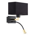Lampa hotelowa czarno/złota kinkiet nad łóżko z lampką nocną Bill 1042