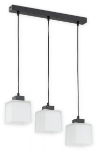 Lampa wisząca Teru listwa 3 pł. / czarny matowy + biały półprzezroczysty O2973 W3 CZA + BIA
