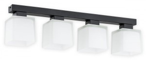 Lampa sufitowa Teru plafon na listwie 4 pł. / czarny matowy + biały półprzezroczysty O2974 P4 CZA + BIA