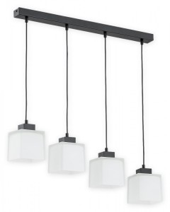 Lampa wisząca Teru listwa 4 pł. / czarny matowy + biały półprzezroczysty O2974 W4 CZA + BIA