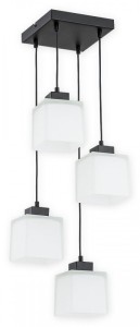Lampa wisząca Teru zwis na kwadracie 4 pł. / czarny matowy + biały półprzezroczysty  O2975 W4 CZA + BIA