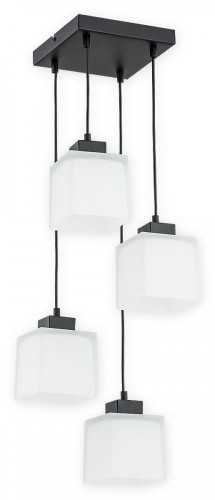 Lampa wisząca Teru zwis na kwadracie 4 pł. / czarny matowy + biały półprzezroczysty  O2975 W4 CZA + BIA