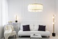 Lampa wisząca żyrandol złoty mosiądz tkaninowy abażur ABBANO 2127