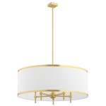 Lampa wisząca żyrandol złoty mosiądz tkaninowy abażur ABBANO 2127