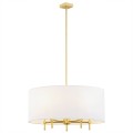 Lampa wisząca żyrandol  złoty mosiądz tkaninowy abażur ABBANO 2132