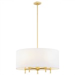 Lampa wisząca żyrandol  złoty mosiądz tkaninowy abażur ABBANO 2132