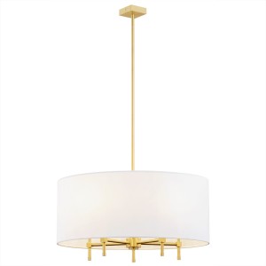 Lampa wisząca żyrandol  złoty mosiądz tkaninowy abażur ABBANO 2132