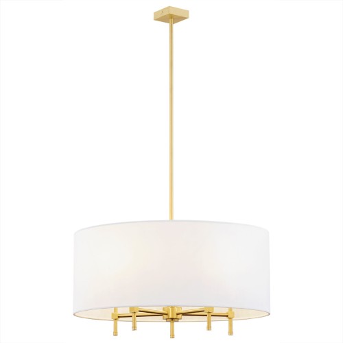 Lampa wisząca żyrandol  złoty mosiądz tkaninowy abażur ABBANO 2132