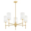 Lampa wisząca, złoty żyrandol z 5 abażurami welurowymi ABRUZZO 2134