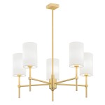 Lampa wisząca, złoty żyrandol z 5 abażurami welurowymi ABRUZZO 2134
