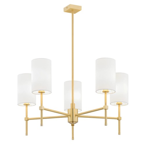 Lampa wisząca, złoty żyrandol z 5 abażurami welurowymi ABRUZZO 2134