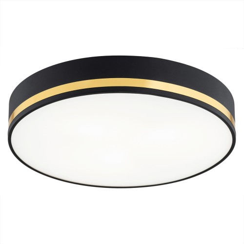 Plafon lampa sufitowa czarna 2XE27 złoty pasek AMORE 7040