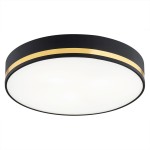 Plafon duży lampa sufitowa czarna 3XE27 złoty pasek AMORE 6141