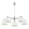 Chromowy klasyczny żyrandol na 5 żarówek białe matowe klosze półokrągłe Marbella 2087