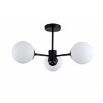 Krótka lampa wisząca czarna białe kule Roma 3 LP-1345/3P BK
