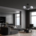 Krótka lampa wisząca czarna białe kule Roma 3 LP-1345/3P BK