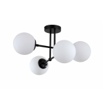 Krótka lampa wisząca czarna białe kule Roma 4 LP-1345/4P BK
