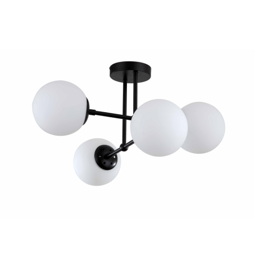 Krótka lampa wisząca czarna białe kule Roma 4 LP-1345/4P BK