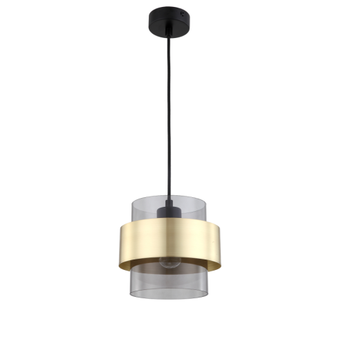 Lampa wisząca na 1 żarówkę dymiony klosz Miele LP-866/1P SM/GD