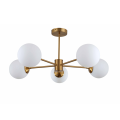 Krótka lampa wisząca złota białe kule Roma 5 LP-1345/5P GD
