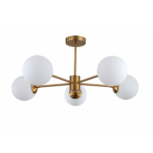 Krótka lampa wisząca złota białe kule Roma 5 LP-1345/5P GD