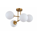 Krótka lampa wisząca złota białe kule Roma 4 LP-1345/4P GD