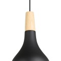 Pojedyńcza czarna lampa wisząca z drewnem 900161 Sabinar