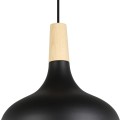 Pojedyńcza czarna lampa wisząca z drewnem 900163 Sabinar