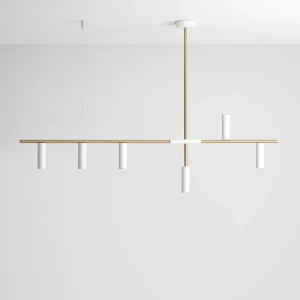 Lampa wisząca 6XGU10 biał/mosiężna  TREVO 6 WHITE BRASS 1097K40 Aldex