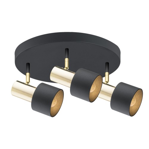Lampa sufitowa czarno złota do holu 3XE27 plafon DORIA 6006 Argon