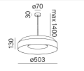 Lampa wisząca MAXI RING dot LED M930 Phase-Control zwieszany czarny+złoty 	59903-M930-DG-PH-12  Aqform