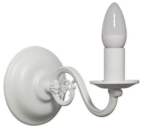 Świecznik kinkiet na 1 żarówkę biały 380 K1 BIA