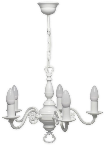 Świecznik żyrandol na 5 żarówek biały matowy 385 W5 BIA