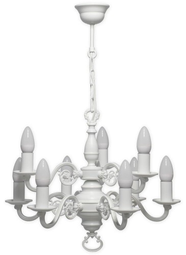 Świecznik żyrandol na 9 żarówek biały matowy 387 W9 BIA