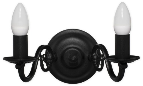 Świecznik kinkiet na 2 żarówki czarny matowy 381 K2 CZA