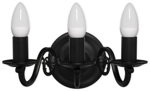 Świecznik kinkiet na 3 żarówki czarny matowy 382 K3 CZA