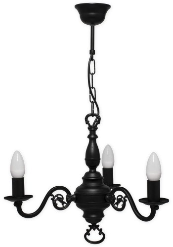 Świecznik żyrandol na 3 żarówki czarny matowy 383 W3 CZA