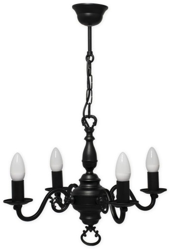 Świecznik żyrandol na 4 żarówki czarny matowy 384 W4 CZA