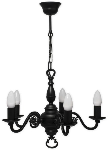 Świecznik żyrandol na 5 żarówek czarny matowy 385 W5 CZA