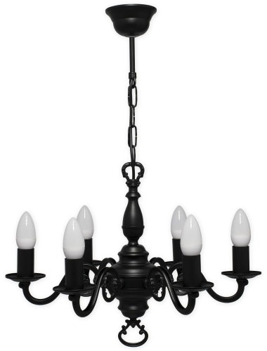 Świecznik żyrandol na 6 żarówek czarny matowy 386 W6 CZA